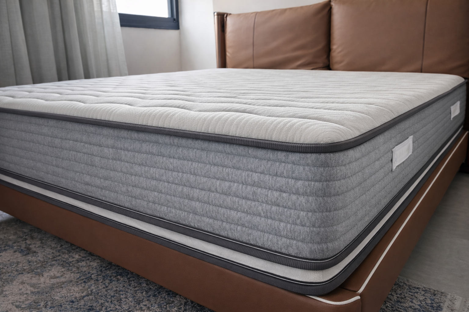 The orthopedic mattress on the leather bed